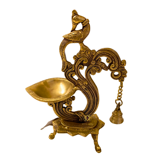 DivyaMayur Vilakku – Pure Brass Peacock Diya with Bell – Brass | Pooja Items | Diwali Gifting | Home Decor | Housewarming Gift – Brass | Diwali Gifting | Home Decor | Housewarming Gift | Corporate Gifting