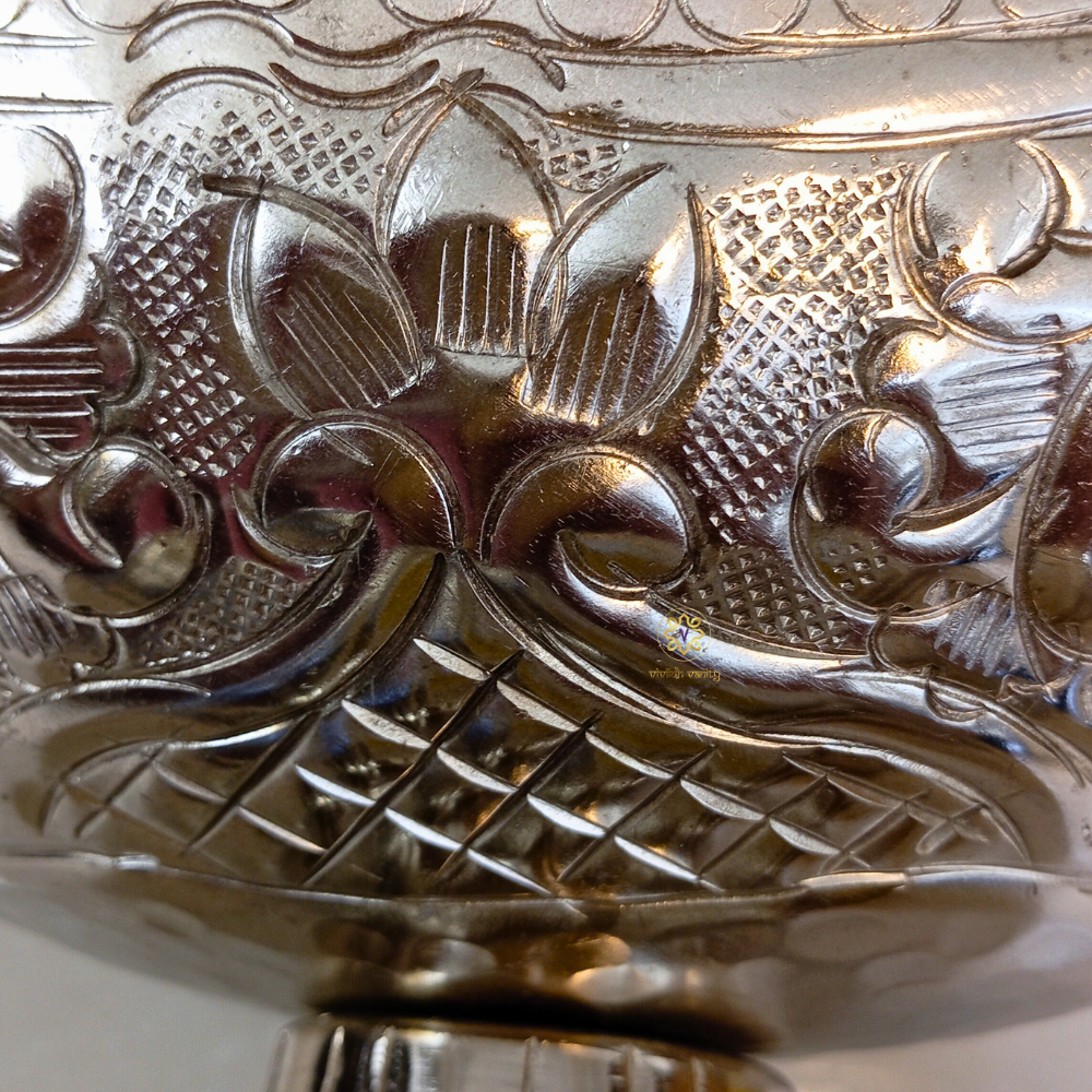 Silvella Bowl – Carved Silver Plated Oval Fruit Bowl – Diwali Gifting | Home Decor | Housewarming Gift | Wedding Gift | Corporate Gifting