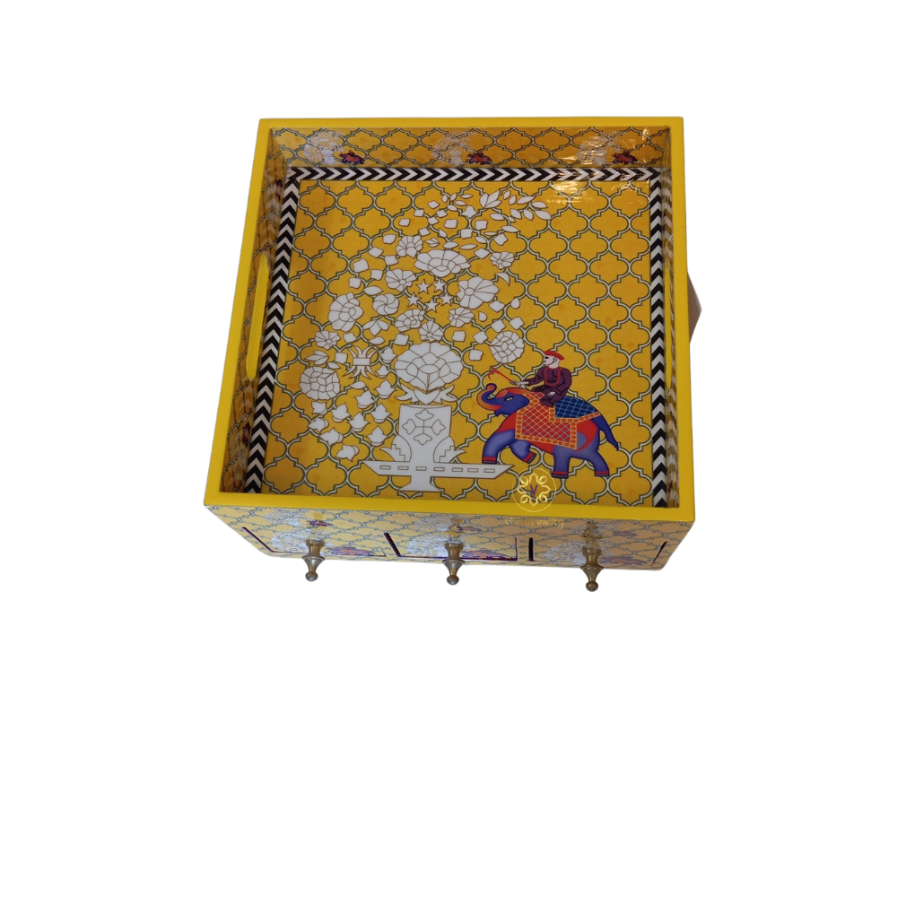 Haathi Hive – MDF Epoxy Coated Table Organiser with Drawers (Multipurpose Use) – Diwali Gifting | Home Decor | Housewarming Gift | Wedding Gift | Corporate Gifting