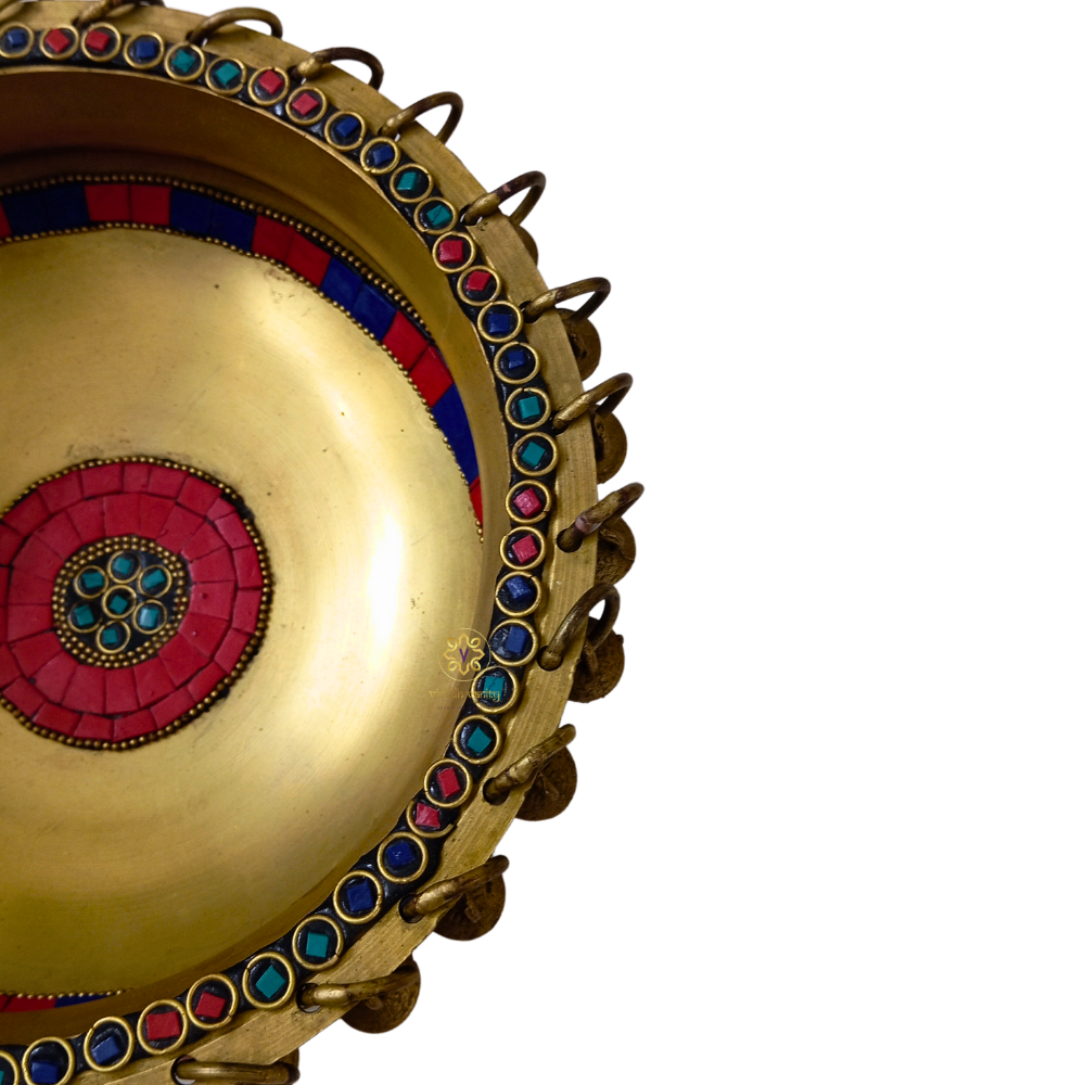 Shringar Urli – Brass Urli with Stone Work & Ghungroos – Brass | Diwali Gifting | Home Decor | Housewarming Gift | Corporate Gifting