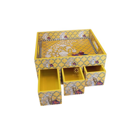 Haathi Hive – MDF Epoxy Coated Table Organiser with Drawers (Multipurpose Use) – Diwali Gifting | Home Decor | Housewarming Gift | Wedding Gift | Corporate Gifting