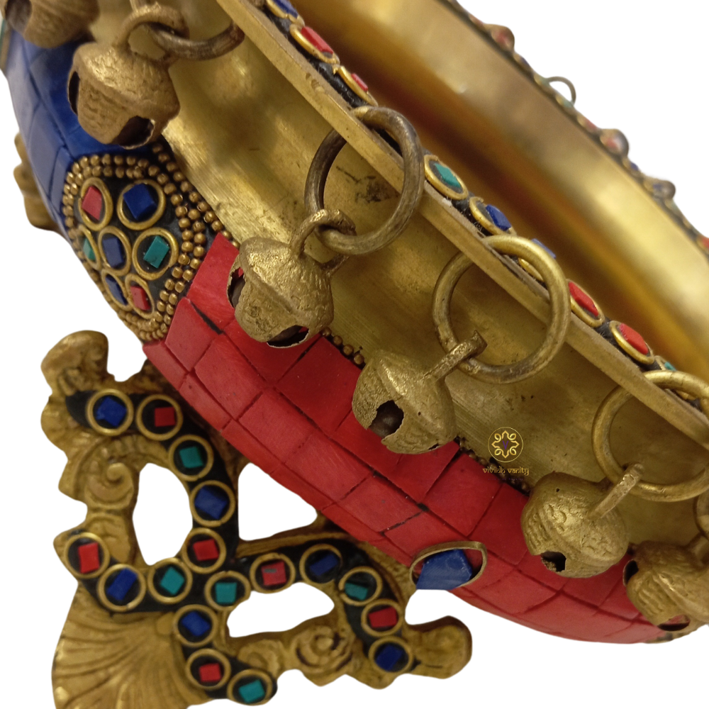 Shringar Urli – Brass Urli with Stone Work & Ghungroos – Brass | Diwali Gifting | Home Decor | Housewarming Gift | Corporate Gifting