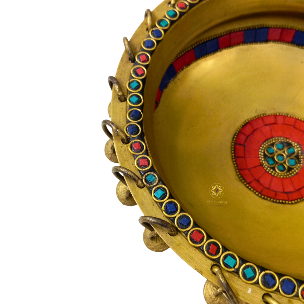 Shringar Urli – Brass Urli with Stone Work & Ghungroos – Brass | Diwali Gifting | Home Decor | Housewarming Gift | Corporate Gifting