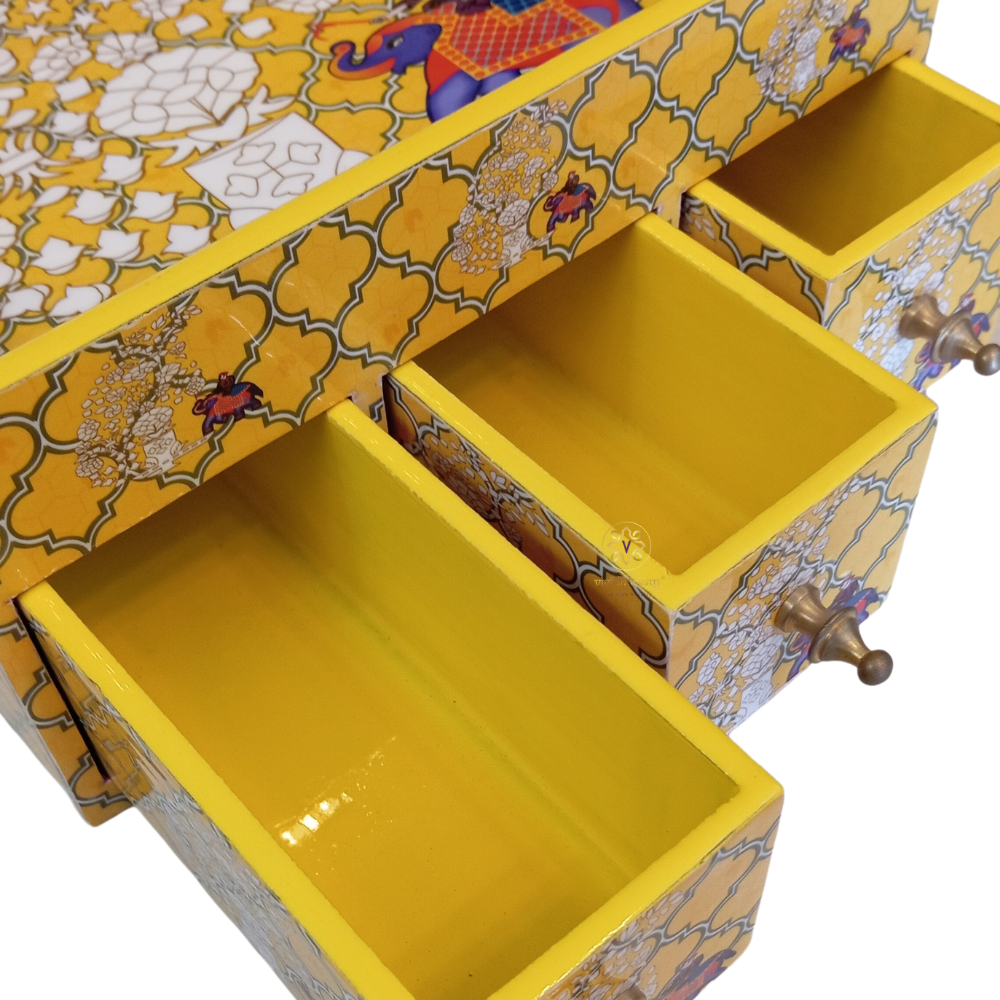 Haathi Hive – MDF Epoxy Coated Table Organiser with Drawers (Multipurpose Use) – Diwali Gifting | Home Decor | Housewarming Gift | Wedding Gift | Corporate Gifting