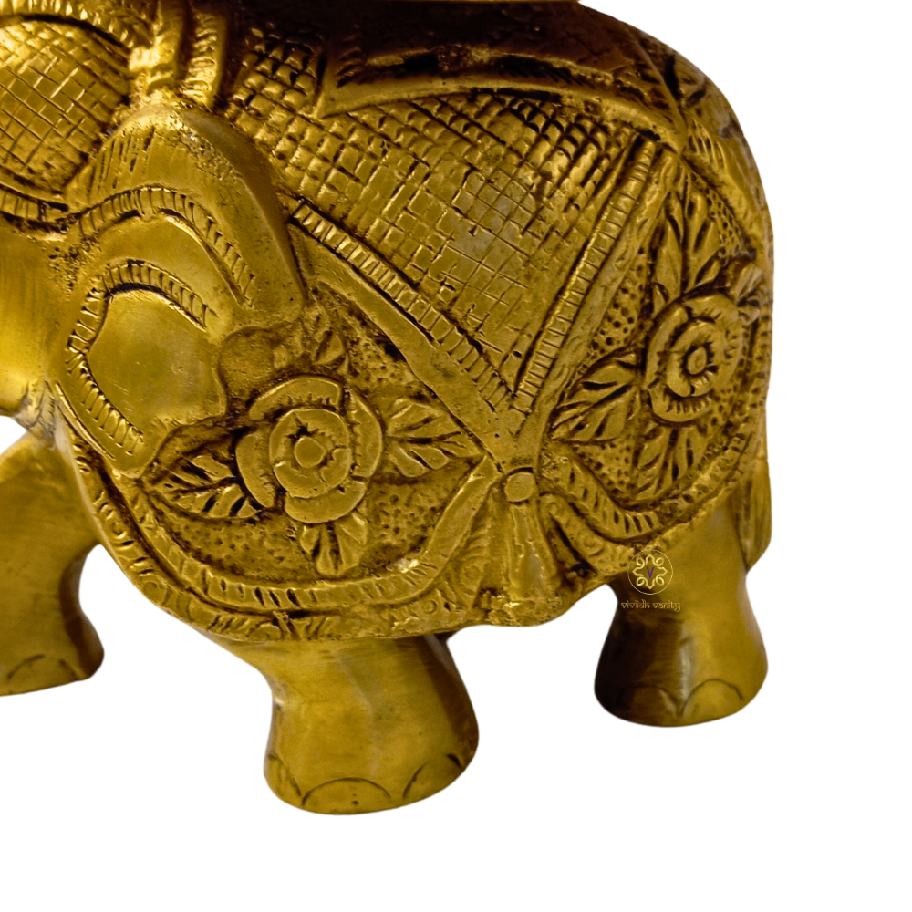 DivyaGaja Urli – Brass Handcarved Elephant Urli with Ghungroo Bells – Brass | Diwali Gifting | Home Decor | Housewarming Gift | Corporate Gifting