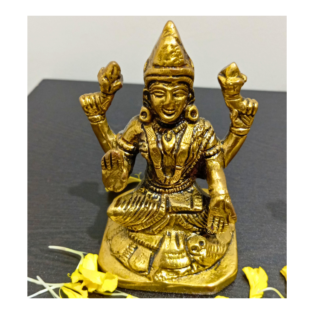 Triveni Sampatti Set – Brass Idol Trio of Lakshmi, Ganesha & Saraswati in Antique Finish – Brass | Pooja Decor | Wedding Gift | Home Decor | Housewarming Gift