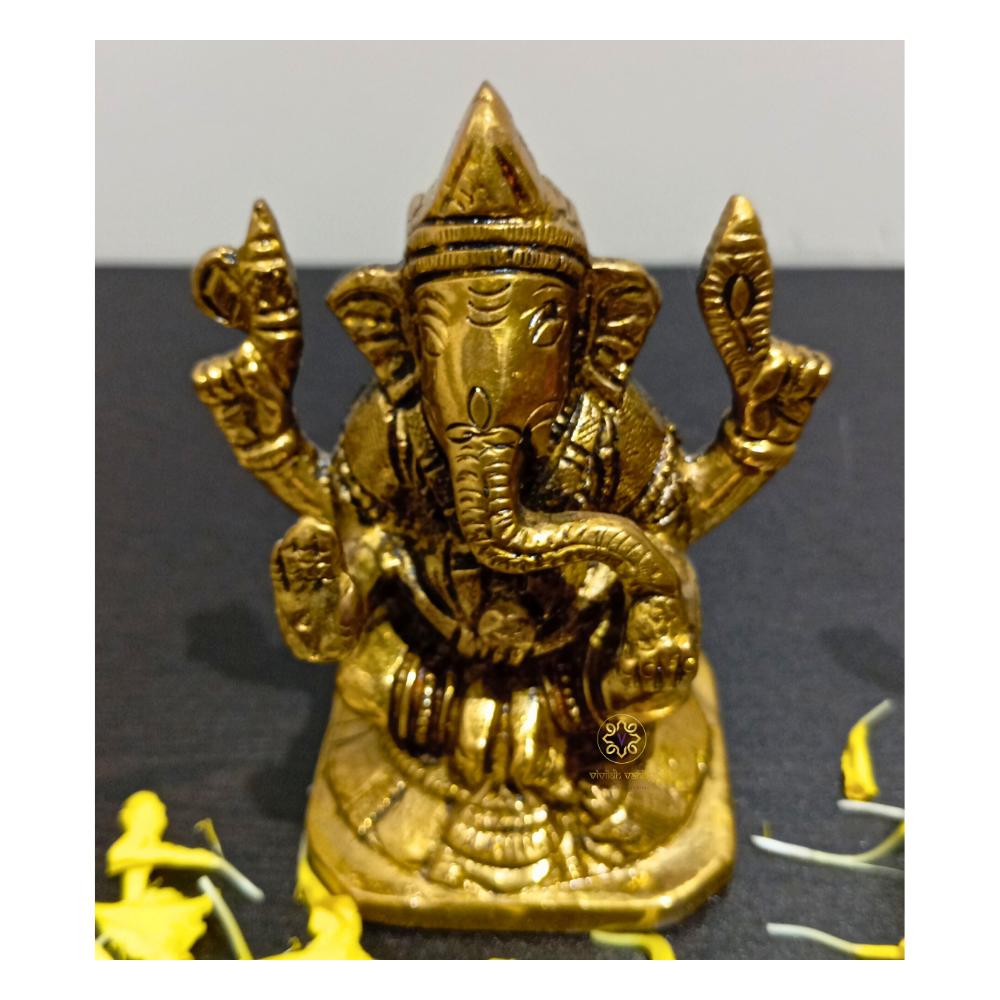 Triveni Sampatti Set – Brass Idol Trio of Lakshmi, Ganesha & Saraswati in Antique Finish – Brass | Pooja Decor | Wedding Gift | Home Decor | Housewarming Gift