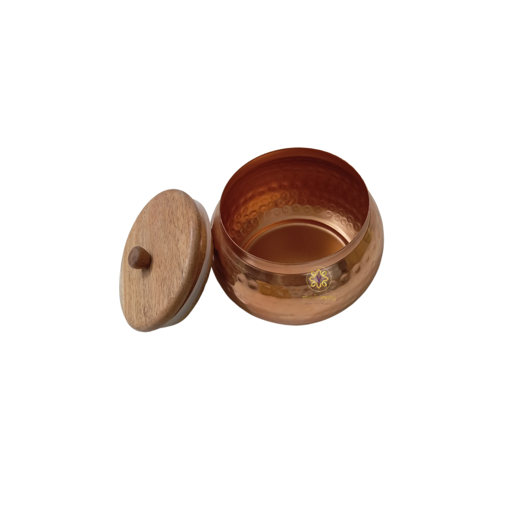 Vedh Copper Set β Wooden Tray with 2 Copper-Coated Metal Jars & Airtight Wooden Lids β Diwali Gifting | Home Decor | Housewarming Gift | Wedding Gift | Corporate Gifting
