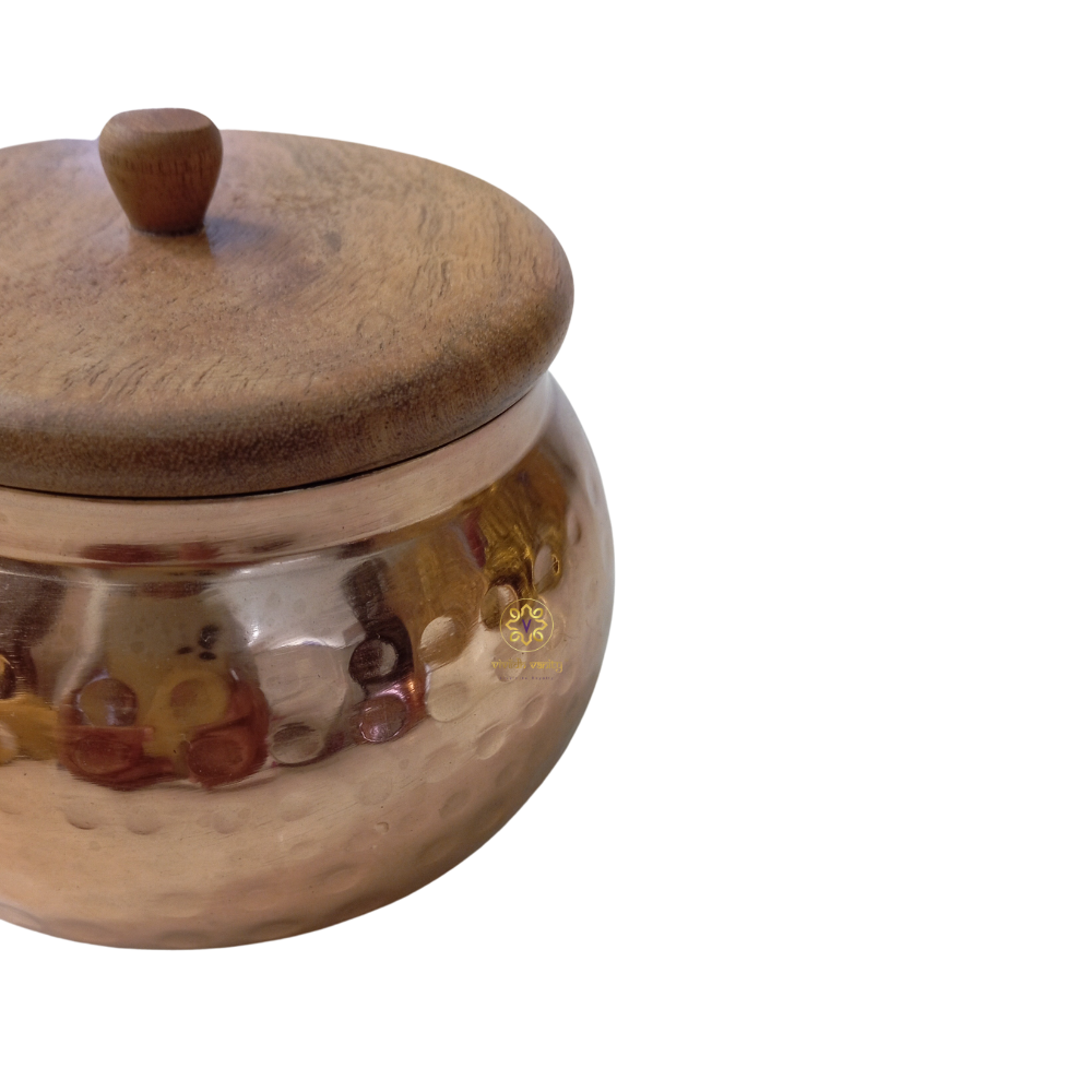 Vedh Copper Set β Wooden Tray with 2 Copper-Coated Metal Jars & Airtight Wooden Lids β Diwali Gifting | Home Decor | Housewarming Gift | Wedding Gift | Corporate Gifting