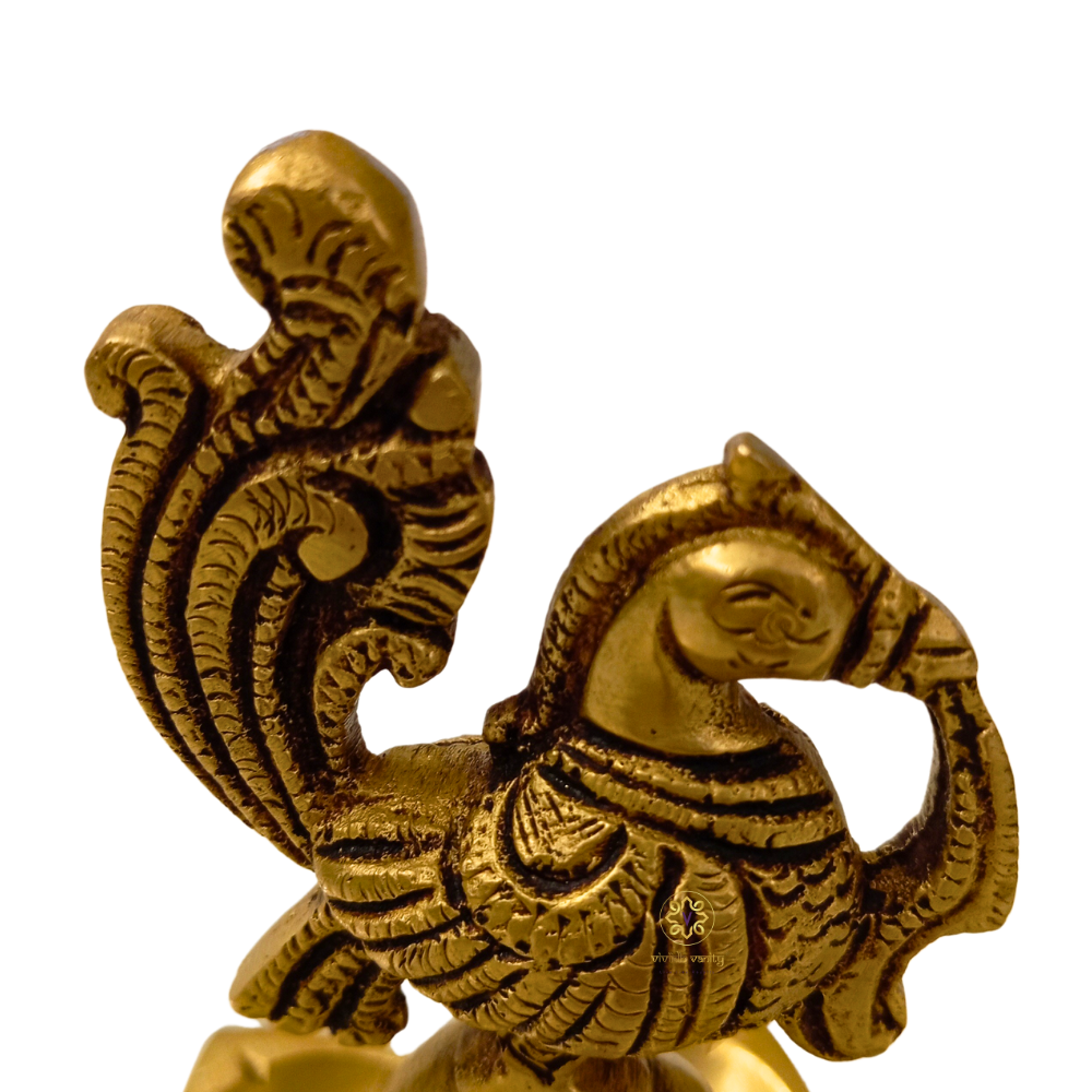 PanchJyoti Mayura – Brass Peacock Diya with 5 Wick Holders – Brass | Pooja Items | Diwali Gifting | Home Decor | Housewarming Gift