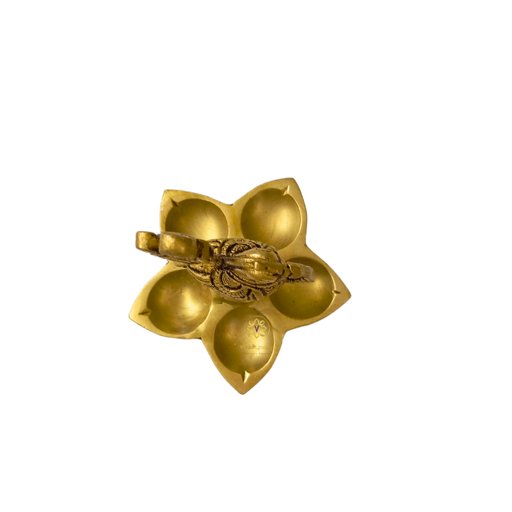 PanchJyoti Mayura – Brass Peacock Diya with 5 Wick Holders – Brass | Pooja Items | Diwali Gifting | Home Decor | Housewarming Gift