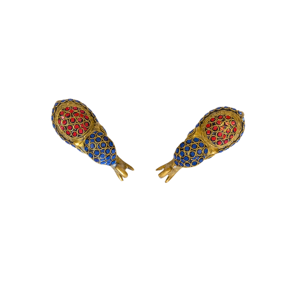 ShringarGaja Duo – Stone-Studded Brass Elephant Pair with Hanging Bells – Brass | Diwali Gifting | Home Decor | Housewarming Gift | Wedding Gift
