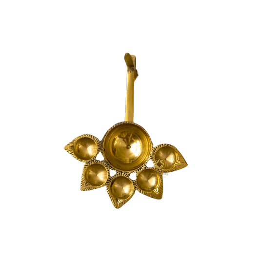 KarJyoti Deepam – Brass Hand-Held Panchmukhi Aarti Diya – Brass | Pooja Items | Diwali Gifting | Home Decor | Housewarming Gift