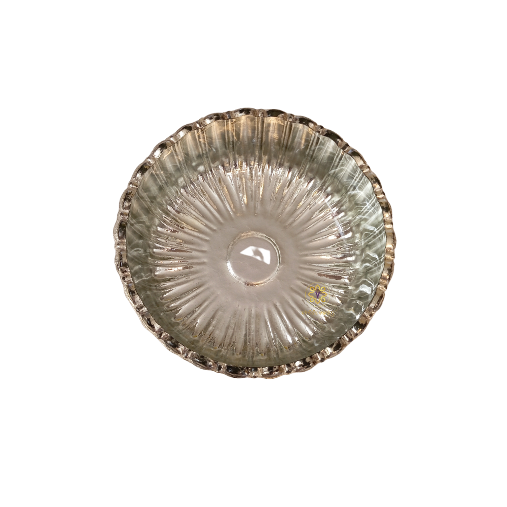 Twilight Silver Bowl β Ribbed Crystal Glass Bowl with Antique Silver Finish β Diwali Gifting | Home Decor | Housewarming Gift | Wedding Gift | Corporate Gifting