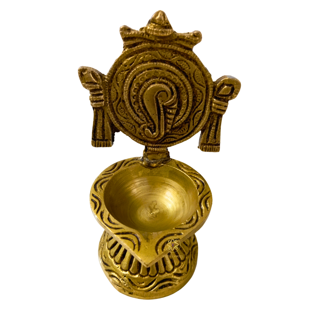 Vaikuntha Jyoti Set – Brass Shankh & Chakra Diya Pair – Brass | Pooja Items | Diwali Gifting | Home Decor | Housewarming Gift