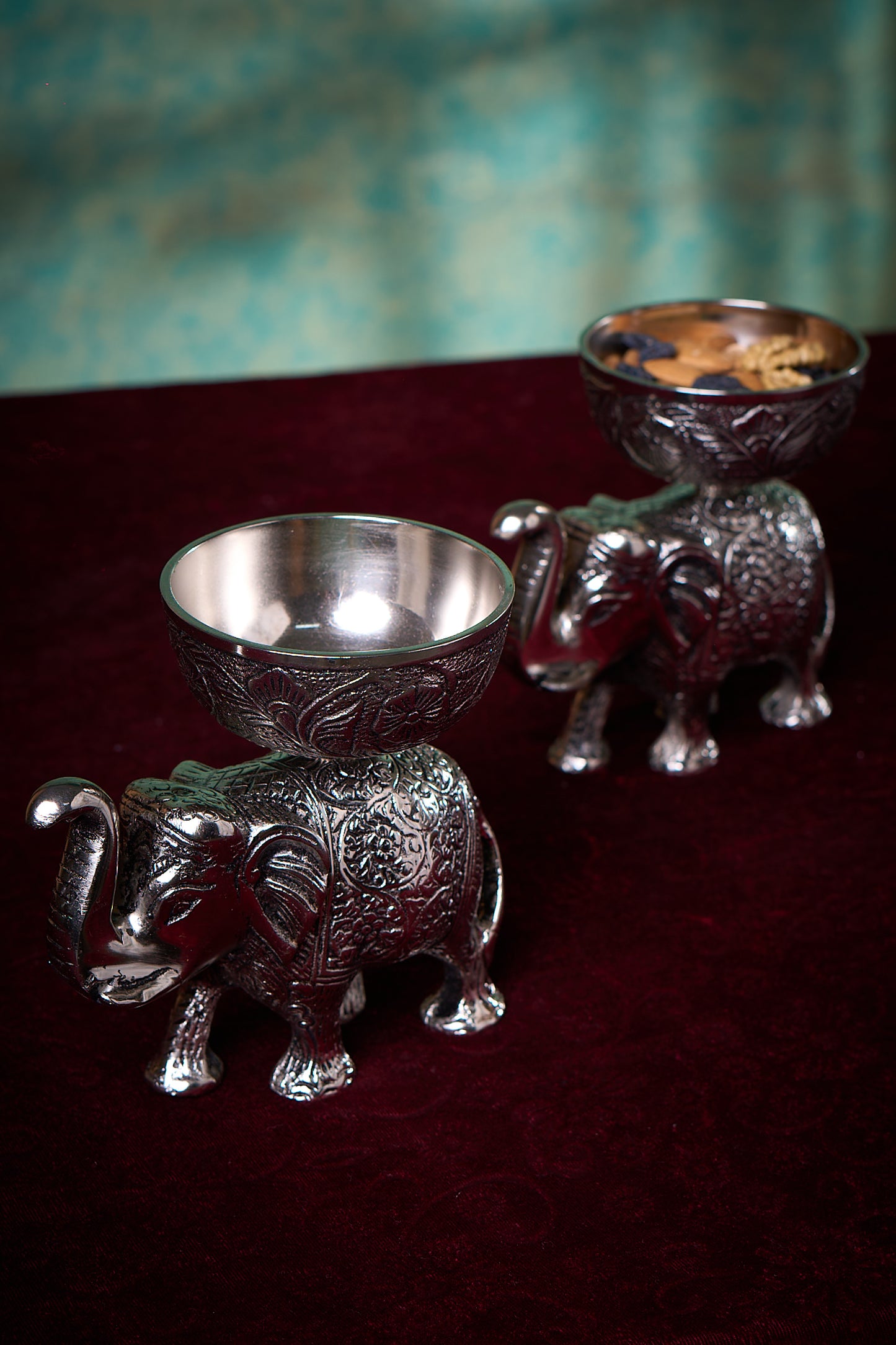 Shubh Haathi Bowls – Carved Elephant Dry Fruit Bowl Set of 2 – Oxidised |Diwali Gifting | Home Decor | Housewarming Gift | Wedding Gift | Corporate Gifting