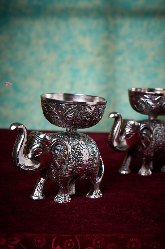 Shubh Haathi Bowls – Carved Elephant Dry Fruit Bowl Set of 2 – Oxidised |Diwali Gifting | Home Decor | Housewarming Gift | Wedding Gift | Corporate Gifting