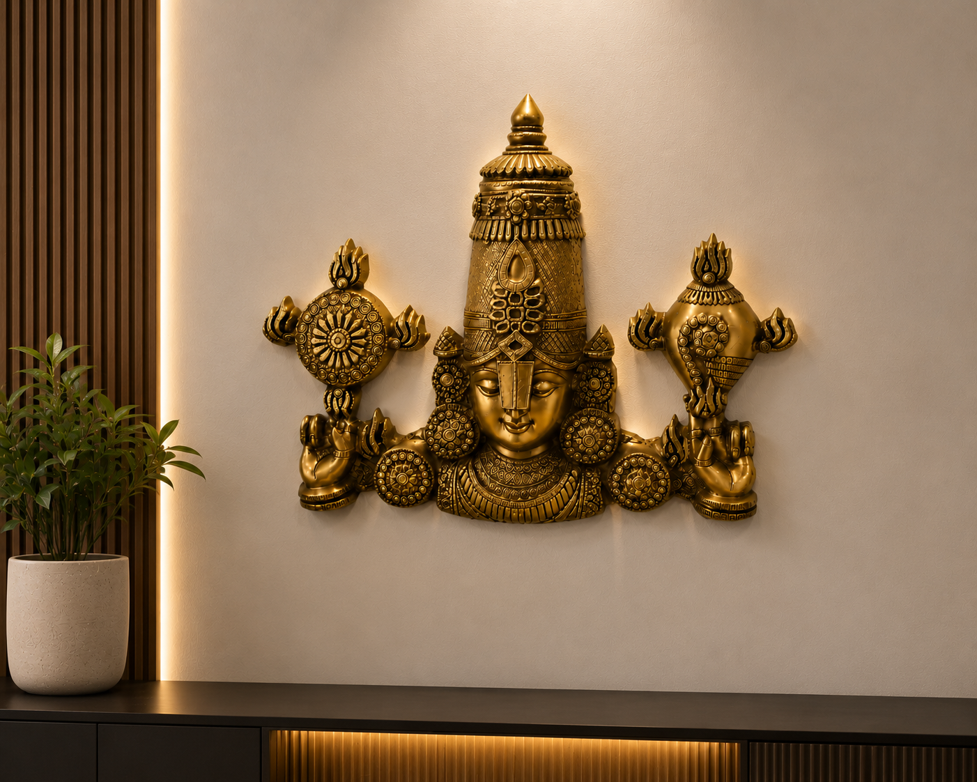 SriVaibhav Balaji – Majestic Pure Brass Tirupati Balaji Idol – Brass | Pooja Items | Diwali Gifting | Home Decor | Housewarming Gift