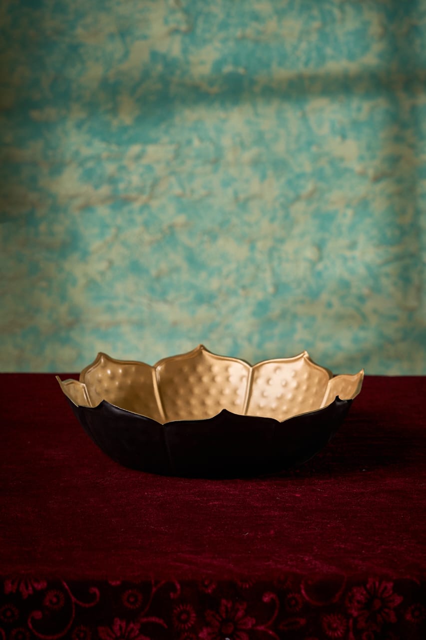 GildPetal Urli – Gold-Lined Lotus Aluminium Décor Bowl – Dining Table Use | Corporate Gifting | Home Decor | Housewarming Gift