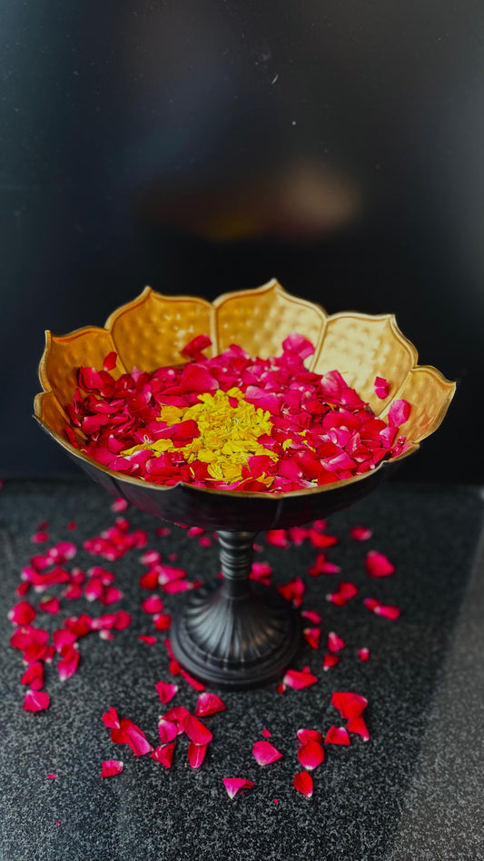 GildPetal Elevé – Gold-Lined Lotus Urli on Pedestal Stand – Diwali Gifting | Home Decor | Housewarming Gift | Corporate Gifting