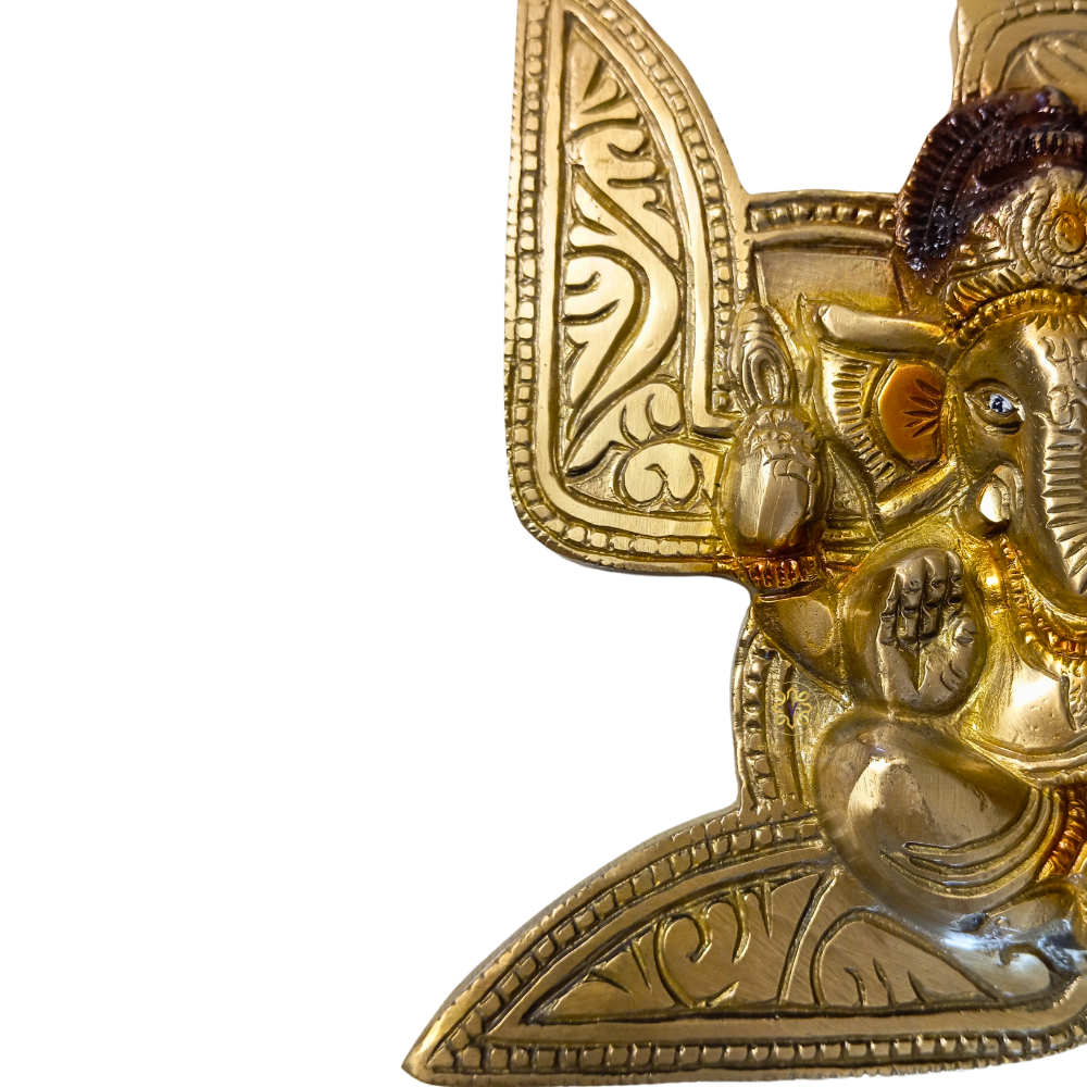 Vighnaharta Swastik – Brass Wall Hanging of Ganesh ji & Swastik – Brass | Pooja Decor | Wedding Gift | Home Decor | Housewarming Gift