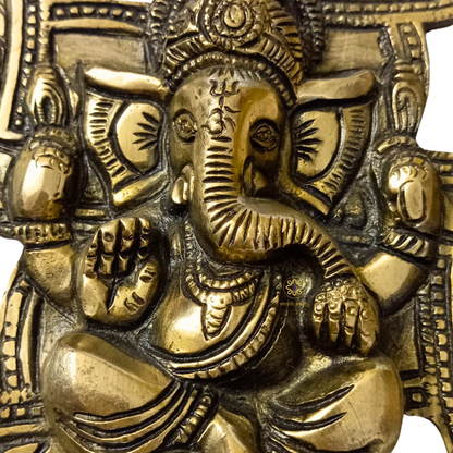 Vighnaharta Swastik – Brass Wall Hanging of Ganesh ji & Swastik Antique FInish – Brass | Pooja Decor | Wedding Gift | Home Decor | Housewarming Gift