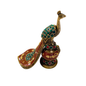 RangRuchi Mayur – Handcrafted Brass Peacock Paperweight & Decor Statue with Colourful Stonework – Brass | Diwali Gifting | Home Decor | Housewarming Gift | Corporate Gifting