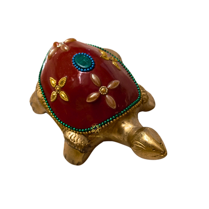Sthir Lakshmi Kurma Big Meenakari  – Vastu-Inspired Brass Tortoise with Tray for Wealth & Stability – Brass  | Diwali Gifting | Home Decor | Housewarming Gift | Corporate Gifting