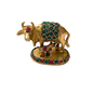 Kamdhenu Saubhagya Red & Green Medium  – Stonework Finish Brass Cow-Calf Pair on Embellished Base – Brass | Diwali Gifting | Home Decor | Housewarming Gift | Corporate Gifting