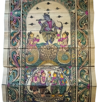 KrishnaKatha Pattachitra – Handpainted Scroll of Lord Krishna’s Divine Leelas – Diwali Gifting | Home Decor | Housewarming Gift | Wedding Gift | Corporate Gifting
