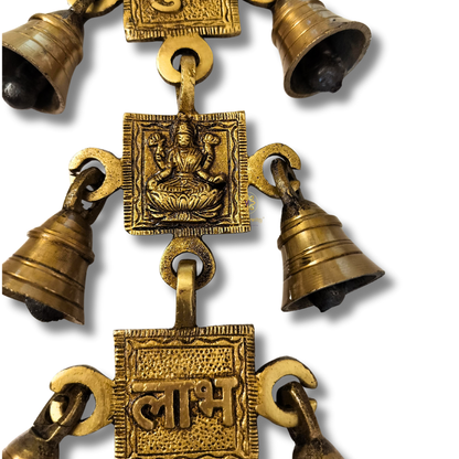 Mangalmay Laxmiji Bells – Brass Shubh Labh Wall Hanging Chime with Bells Set – Brass | Pooja Decor | Diwali Gifting | Home Decor | Housewarming Gift