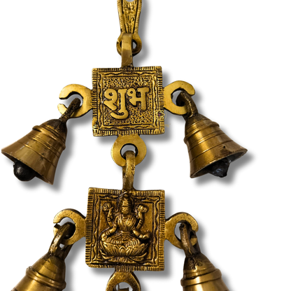 Mangalmay Laxmiji Bells – Brass Shubh Labh Wall Hanging Chime with Bells Set – Brass | Pooja Decor | Diwali Gifting | Home Decor | Housewarming Gift