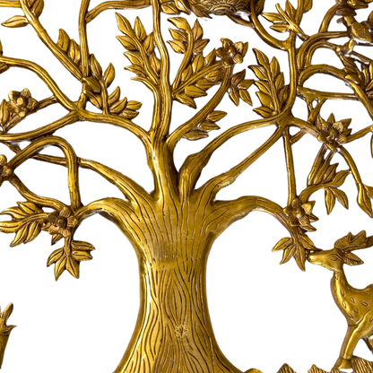 Divya Kalpavriksha – Brass Wall Hanging of the Wish-Fulfilling Tree with Deers & Birds – Brass | Wall Decor | Home Decor