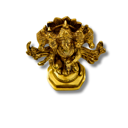 Shri Panchmukha Mahaveer  - Handcrafted Brass Hanuman ji Statue Symbolizing Protection & Power – Brass | Pooja Decor | Housewarming Gift | Home Decor