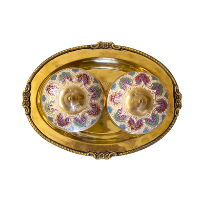 UtsavMeena Set – Festive Brass Dry Fruit Bowl Set with Multicolour Meenakari – Brass | Diwali Gifting | Home Decor | Housewarming Gift | Wedding Gift