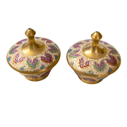 UtsavMeena Set – Festive Brass Dry Fruit Bowl Set with Multicolour Meenakari – Brass | Diwali Gifting | Home Decor | Housewarming Gift | Wedding Gift