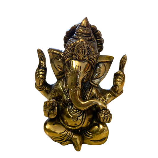 Aarambh Gajanan – Compact Brass Ganpati Idol in Lustrous Antique Finish – Brass | Pooja Decor | Wedding Gift | Home Decor | Housewarming Gift