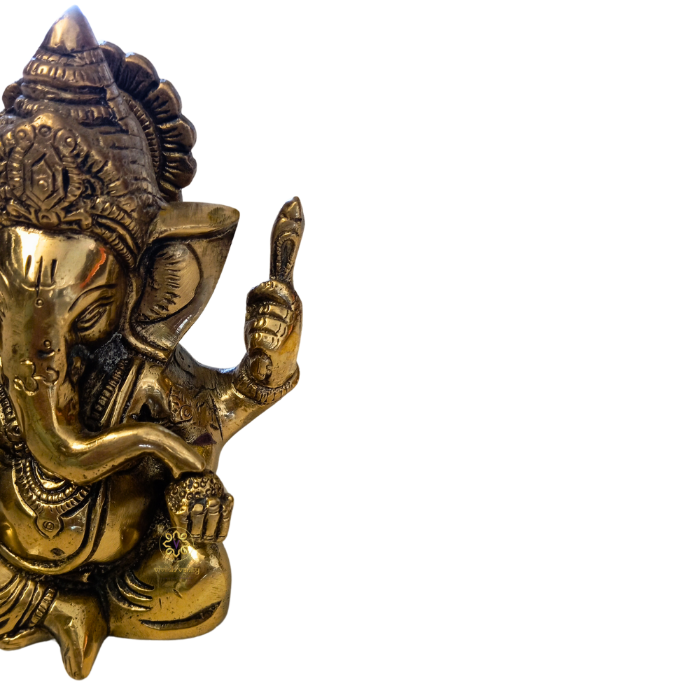 Aarambh Gajanan – Compact Brass Ganpati Idol in Lustrous Antique Finish – Brass | Pooja Decor | Wedding Gift | Home Decor | Housewarming Gift