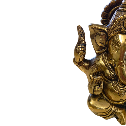 Aarambh Gajanan – Compact Brass Ganpati Idol in Lustrous Antique Finish – Brass | Pooja Decor | Wedding Gift | Home Decor | Housewarming Gift
