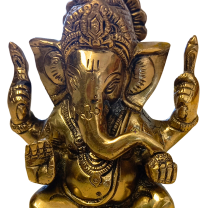 Aarambh Gajanan – Compact Brass Ganpati Idol in Lustrous Antique Finish – Brass | Pooja Decor | Wedding Gift | Home Decor | Housewarming Gift
