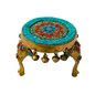 Shringar Vedika – Handcrafted Brass Chowki with Colourful Stonework & Bells – Brass | Pooja Decor | Diwali Gift | Home Decor | Housewarming Gift