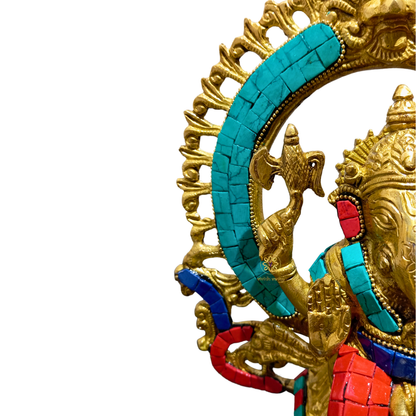 DivyaSinghasan Gajanan – Seated Brass Ganesha with Intricate Arch Throne – Brass | Pooja Decor | Wedding Gift | Home Decor | Housewarming Gift