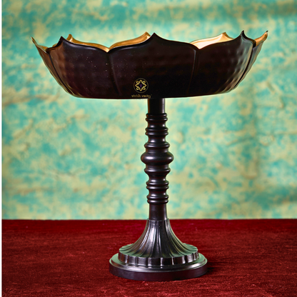GildPetal Elevé – Gold-Lined Lotus Urli on Pedestal Stand – Diwali Gifting | Home Decor | Housewarming Gift | Corporate Gifting
