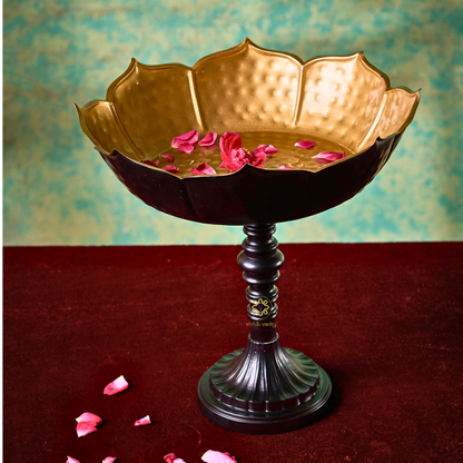 GildPetal Elevé – Gold-Lined Lotus Urli on Pedestal Stand – Diwali Gifting | Home Decor | Housewarming Gift | Corporate Gifting