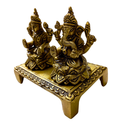 Shubh Sampatti Set – Twin Brass Idols of Wealth & Wisdom – Brass | Pooja Decor | Diwali Gifting | Home Decor | Wedding Gift