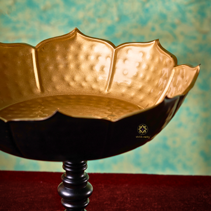 GildPetal Elevé – Gold-Lined Lotus Urli on Pedestal Stand – Diwali Gifting | Home Decor | Housewarming Gift | Corporate Gifting