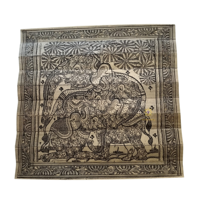 GajSamriddhi Pattachitra – Traditional Elephant Family Artwork on Natural Scroll – Diwali Gifting | Home Decor | Housewarming Gift | Wedding Gift | Corporate Gifting