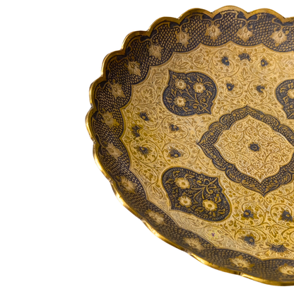 Kshitij Kala Thaal – Horizon-Hued Brass Platter with Ornate Grey Detailing (Pedastal Thaal) – Brass | Diwali Gifting | Home Decor | Housewarming Gift | Corporate Gifting