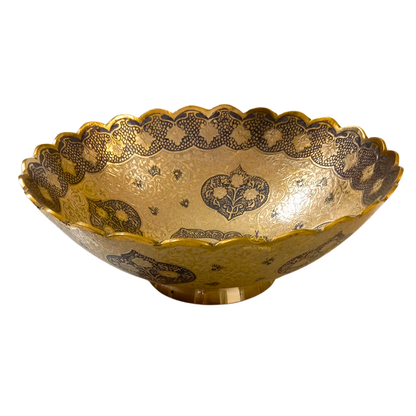 Kshitij Kala Thaal – Horizon-Hued Brass Platter with Ornate Grey Detailing (Deep Bowl) – Brass | Diwali Gifting | Home Decor | Housewarming Gift | Corporate Gifting
