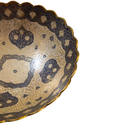 Kshitij Kala Thaal – Horizon-Hued Brass Platter with Ornate Grey Detailing (Deep Bowl) – Brass | Diwali Gifting | Home Decor | Housewarming Gift | Corporate Gifting